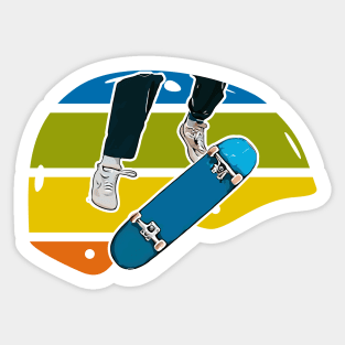 Colorful Retro Skateboard Helmet with Kickflip Sticker